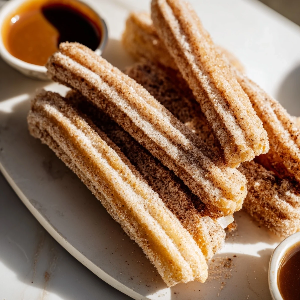 Golden churros infused with warm apple spices, served with decadent caramel for dipping.  