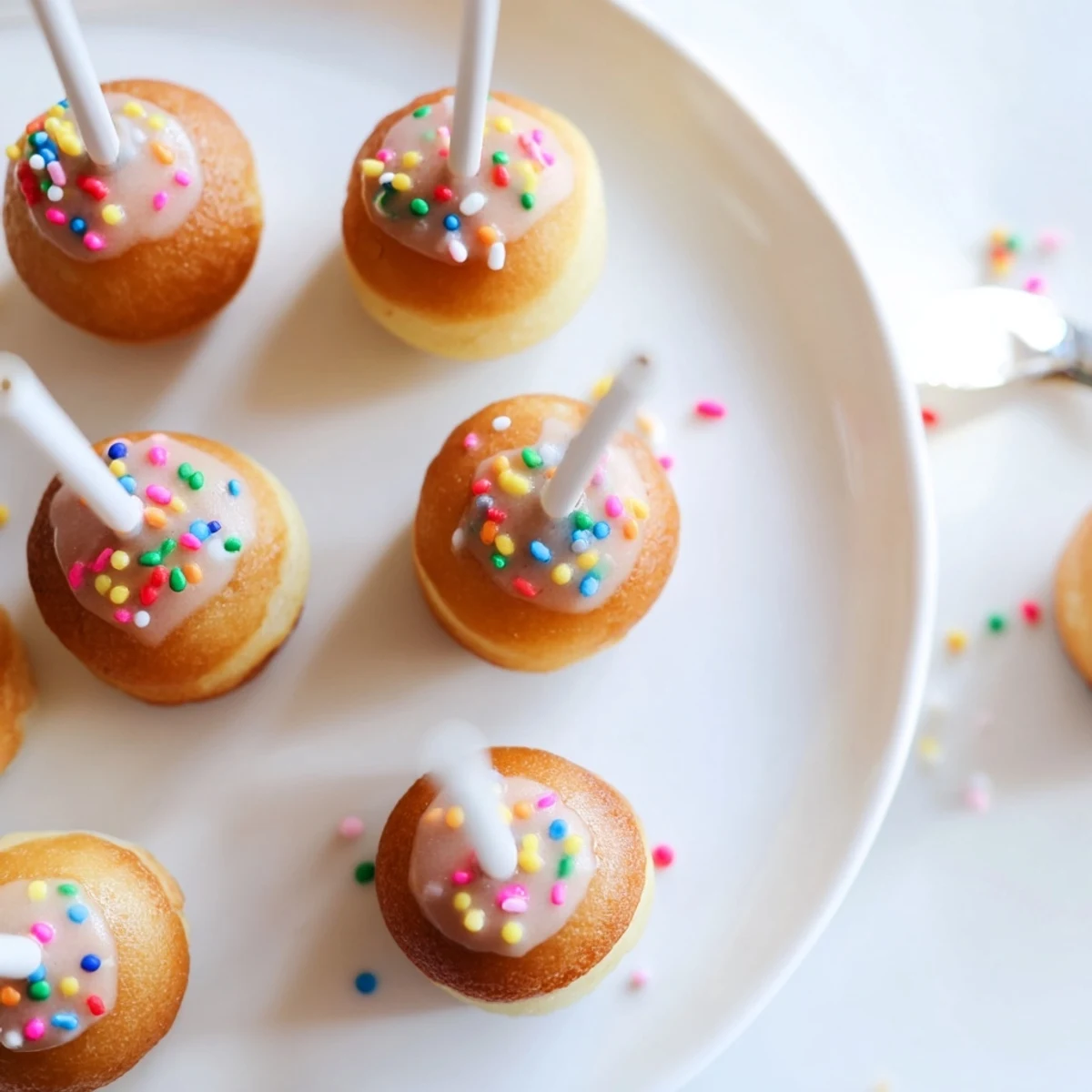Fluffy Silly Cake Coffee Pancake Pops on a plate, inviting for a delightful dessert.  