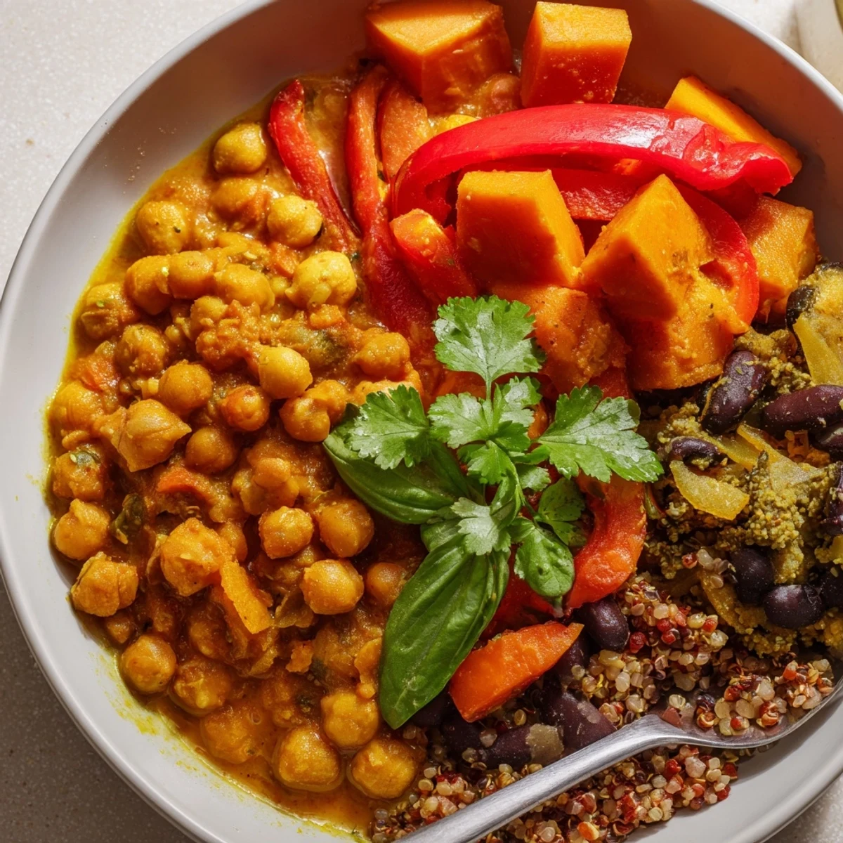 Vibrant Single-Pan Global Curries showcasing Indian, Thai, and Caribbean flavors together.  