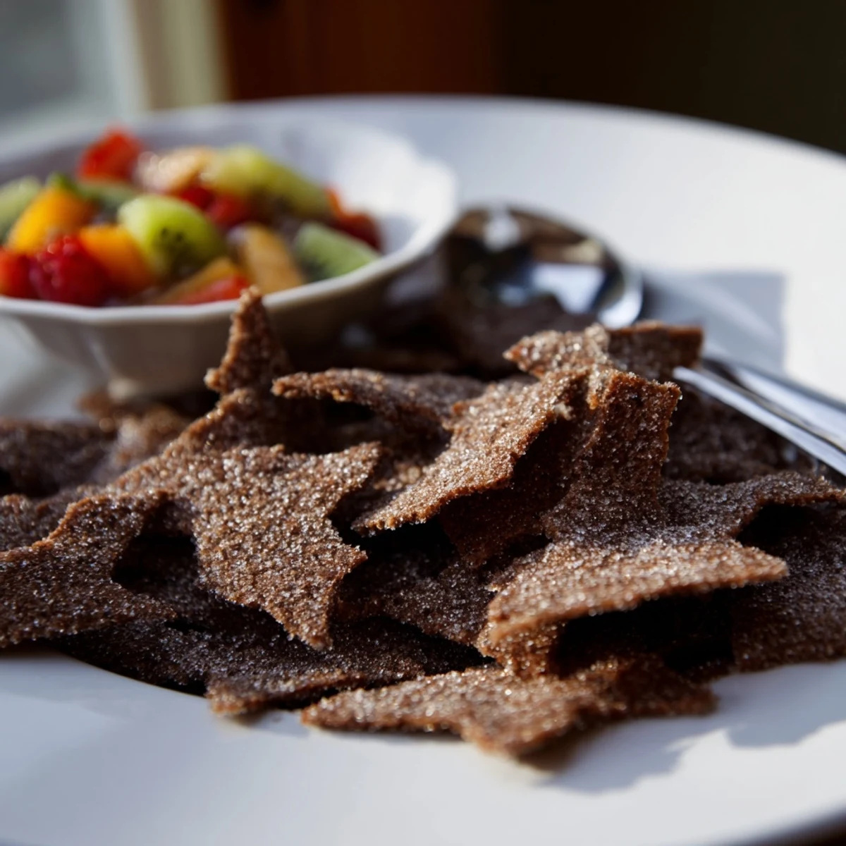 Indulge in dessert chips and salsa featuring vibrant fruit salsa and chocolate chips.  