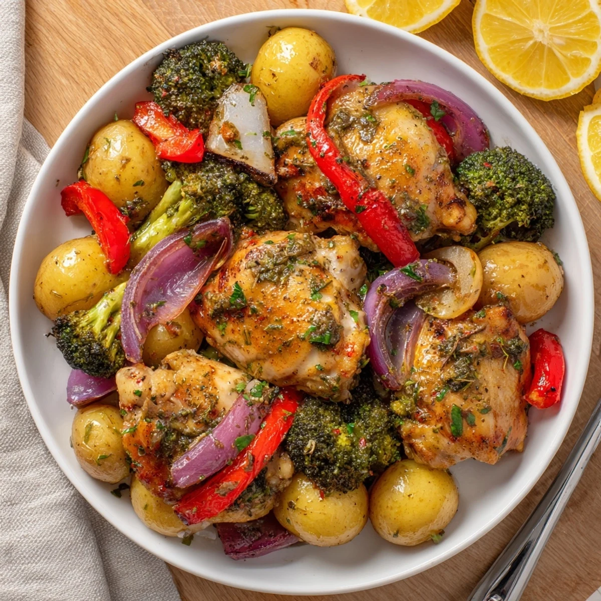 Vibrant Lazy Gourmet Chicken & Vegetable One-Pot showcasing juicy chicken and colorful veggies.  