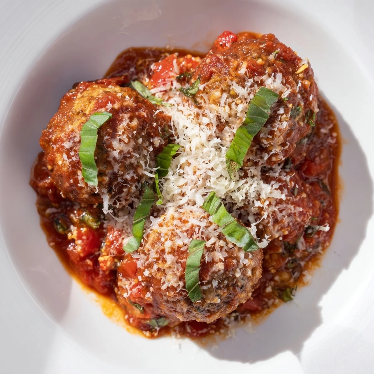 Italian Meatball Pasta Skillet, with melted cheese bubbling on top, ready to serve.