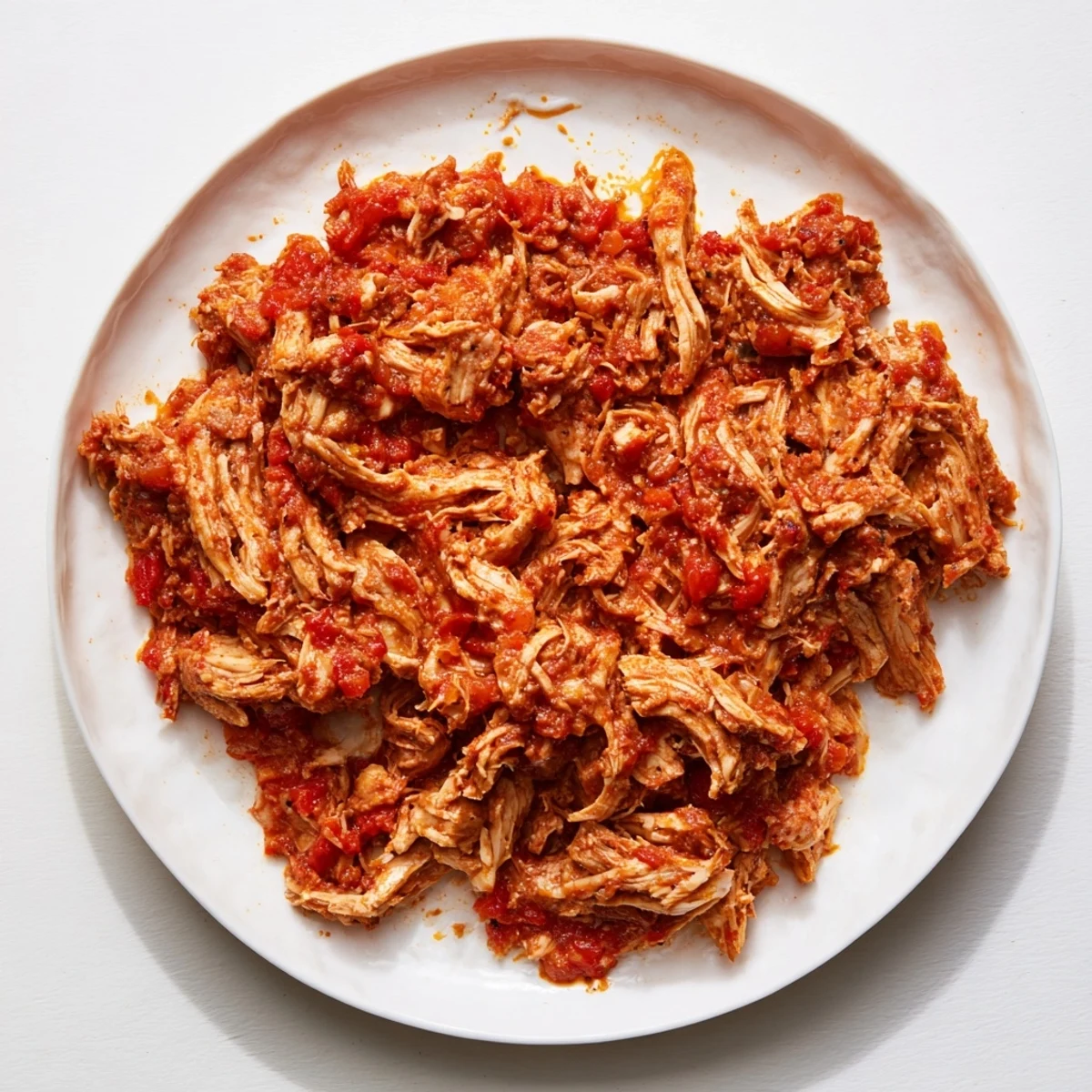 Savory image of steaming Crock-Pot Shredded Chicken Tacos, ready to be served with fresh toppings.