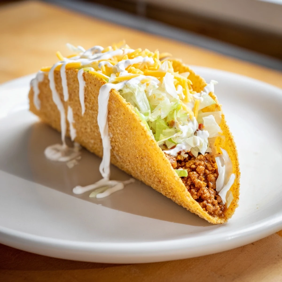 Homemade Cheesy Gordita Crunch tacos: stacked layers of flavor with crisp lettuce and creamy sauce visible.