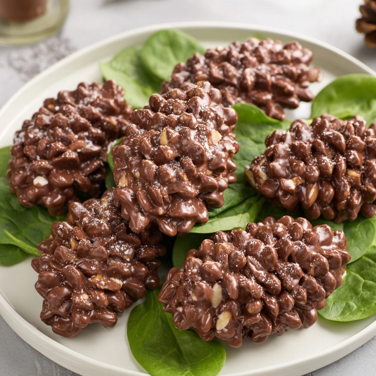 Rich, chocolatey Coco Pop Pinecone Dessert Salad, a fun and easy sweet treat with crunchy cereal.