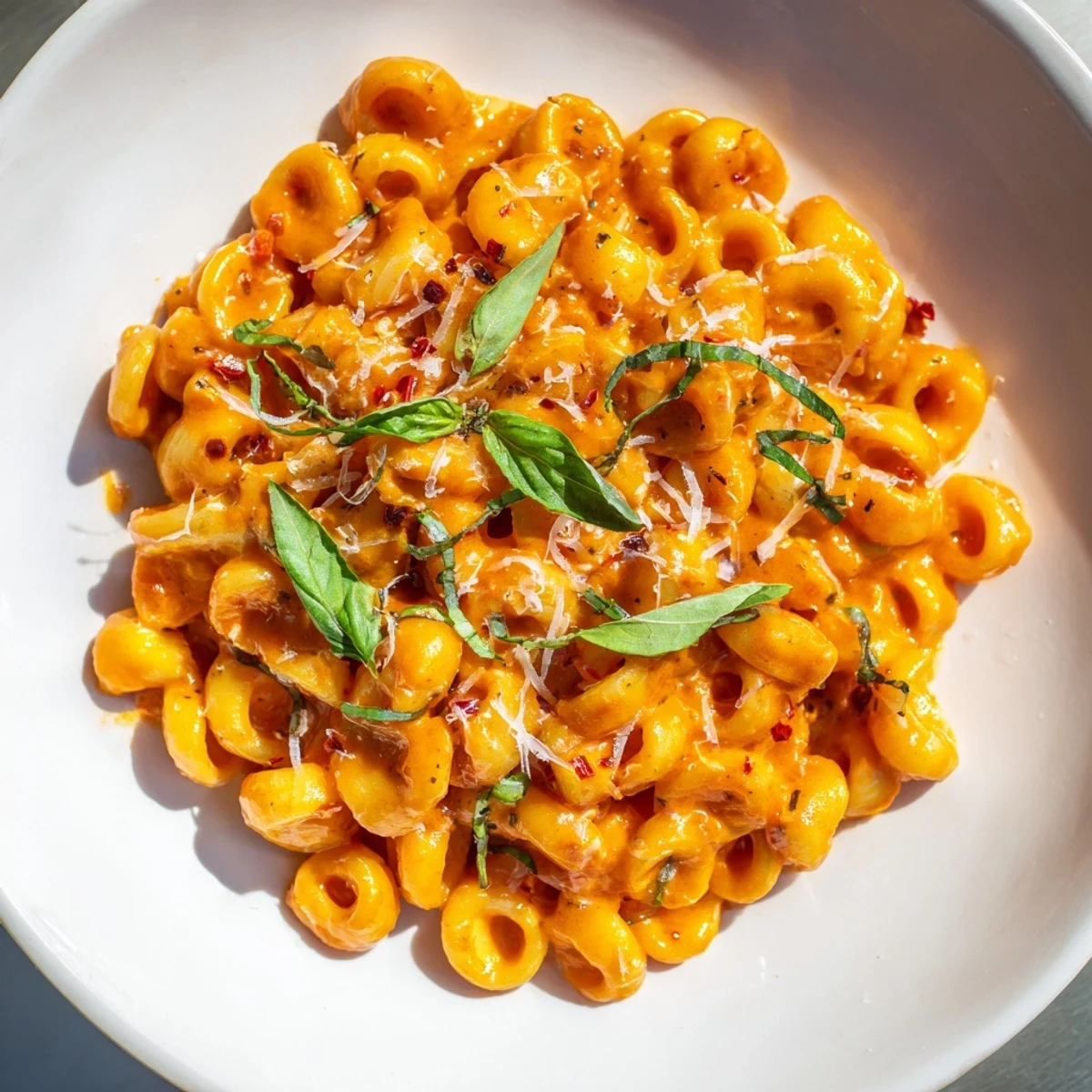 Fragrant Spicy Vodka Sauce Ditalini coats perfectly cooked pasta for a comforting weeknight meal.