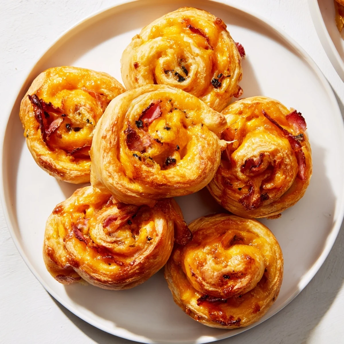 Golden, flaky Sliced Cheddar and Salami Scrolls, a savory appetizer perfect for a casual get-together.
