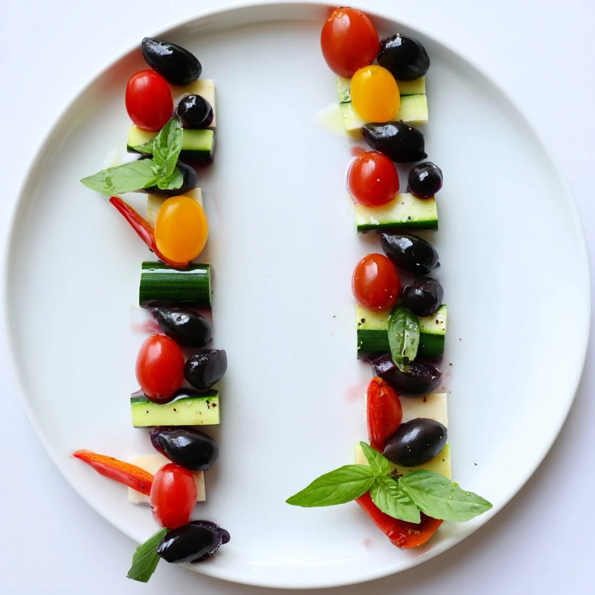 Double Helix party appetizer: a visually appealing dish featuring fresh ingredients, resembling DNA's strands.