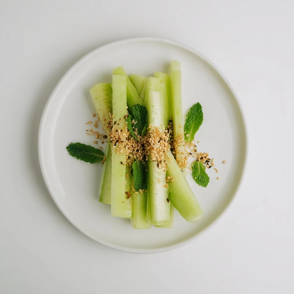 The Bamboo Zen appetizer features crisp cucumber and celery sticks beautifully arranged for serving.