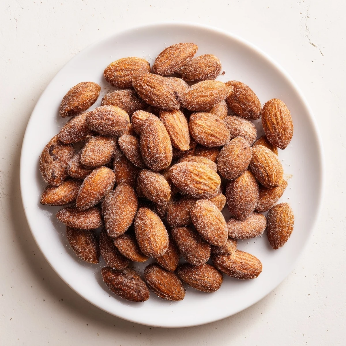 Freshly baked cinnamon roasted almonds, offering a delightful combination of sweet, spiced crunch.