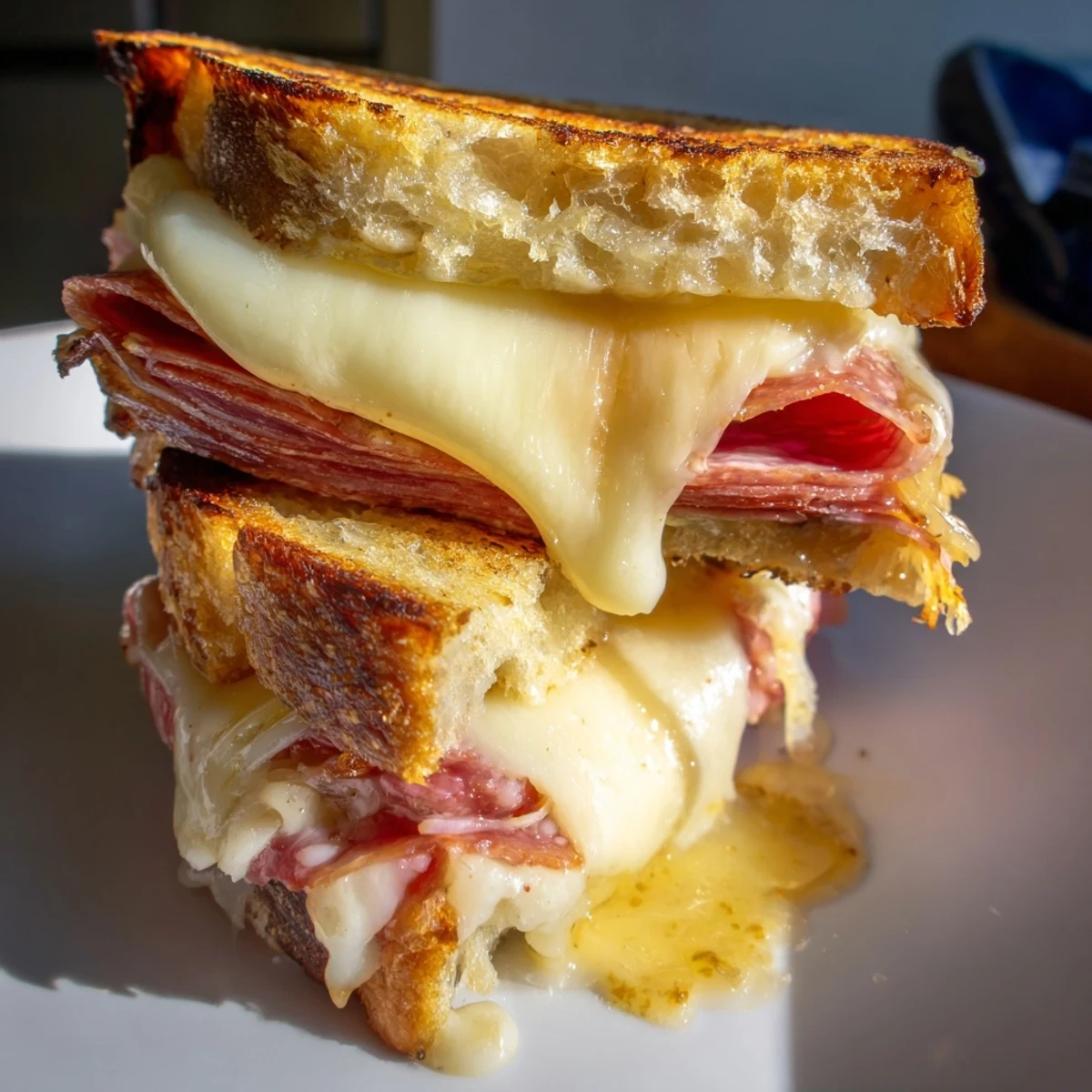 Imagine a perfectly toasted Charcuterie Grilled Cheese: warm, oozing cheese; ready to enjoy with a glass of wine.