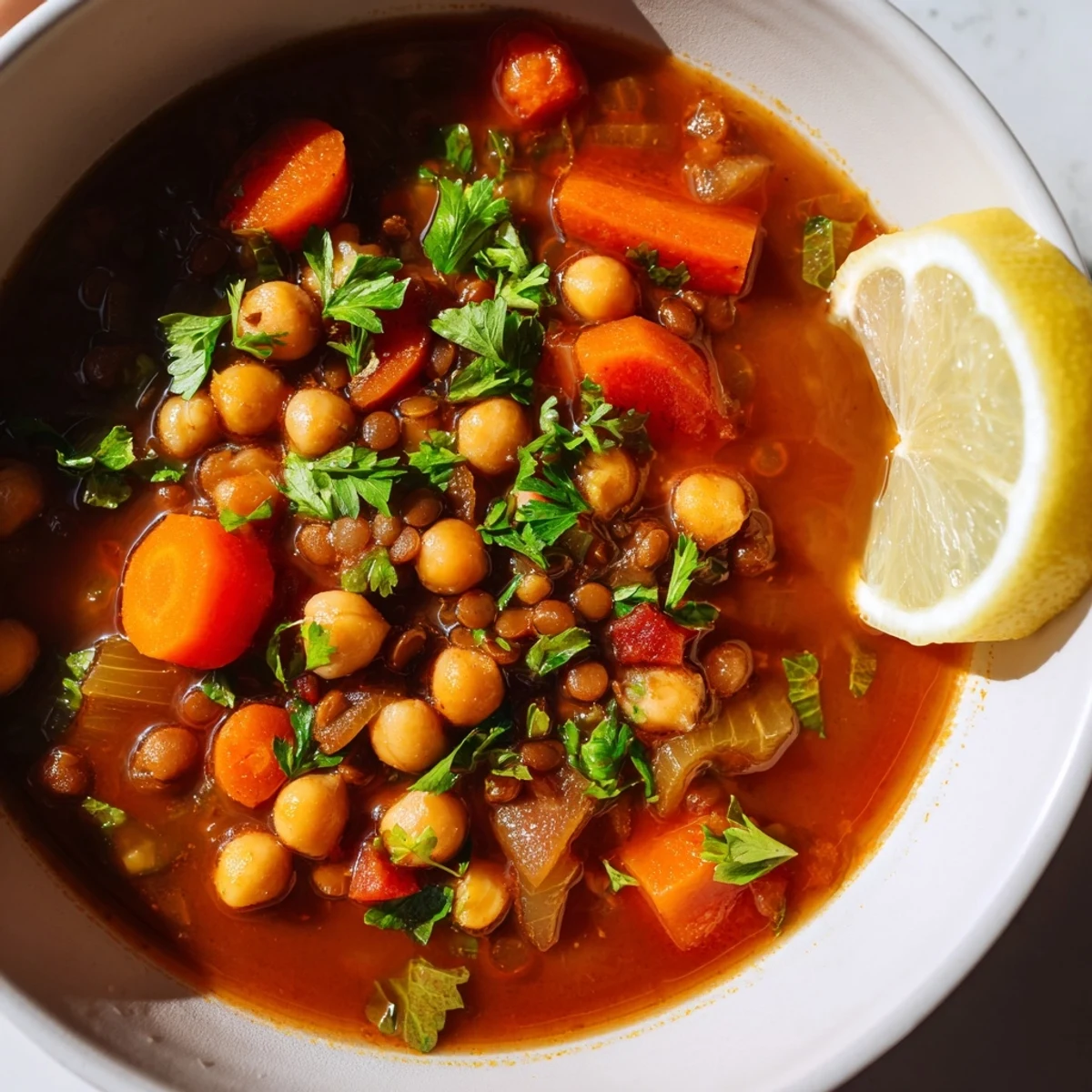 Flavorful North African Harira Soup, richly spiced with a depth of flavor in every spoonful, perfect for dinner.