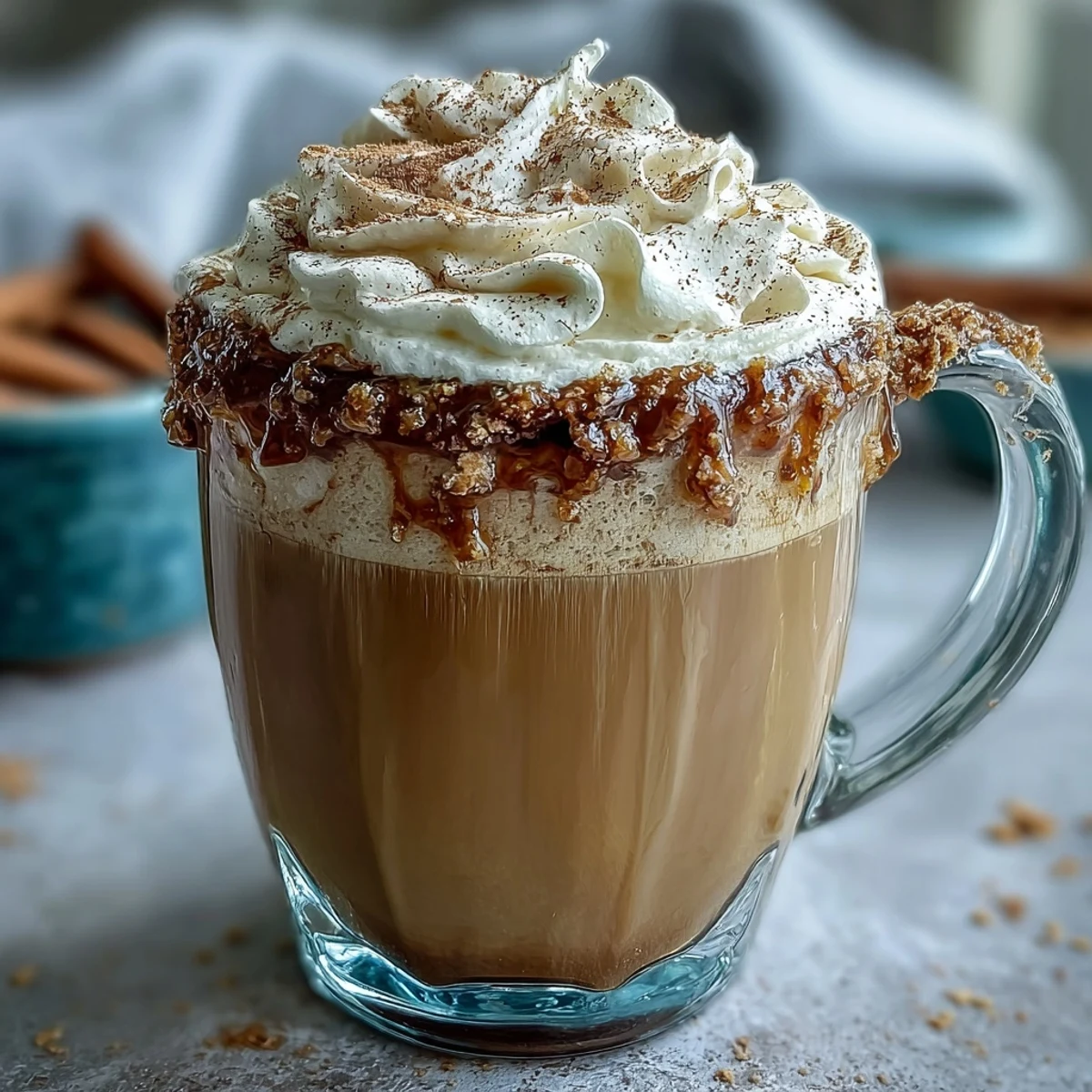 Warm and inviting Christmas Chai Latte made with chai spices, black tea, and milk, garnished with festive spiced whipped cream.