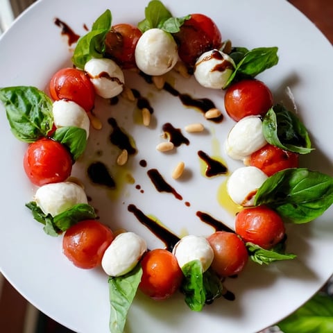 Fresh Cherry Tomato and Basil Ring appetizer, a pretty wreath with juicy tomatoes and mozzarella.