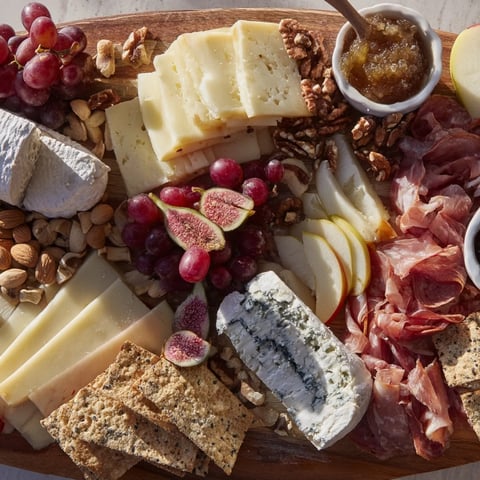 An appealing 2026 Wine Pairing Board overflowing with cheeses, meats, fruits, and crackers ready to enjoy.