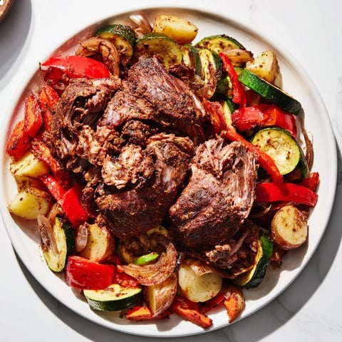 A steaming platter of Jordanian Zarb, tender lamb and vibrant vegetables, ready to enjoy.
