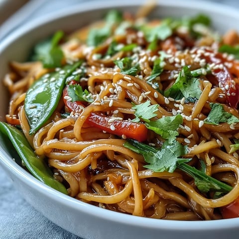 Tossed Shirataki Noodle Bowl with crisp bok choy, bell pepper, and snow peas in a fragrant ginger sauce.