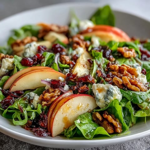 Freshly tossed Mixed Greens and Apple Bowl with crisp apple slices, crunchy walnuts, and creamy feta on a rustic wooden table.