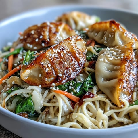 Savory potstickers and tender lo mein noodles loaded with colorful, crunchy stir-fried vegetables.