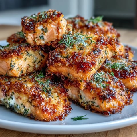 Crispy panko-crusted salmon bites baked golden brown, perfect for quick appetizers or family dinners.  