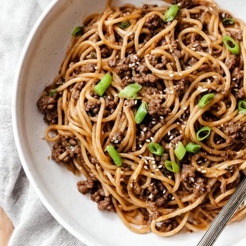 Spicy Honey Garlic Beef Spaghetti
