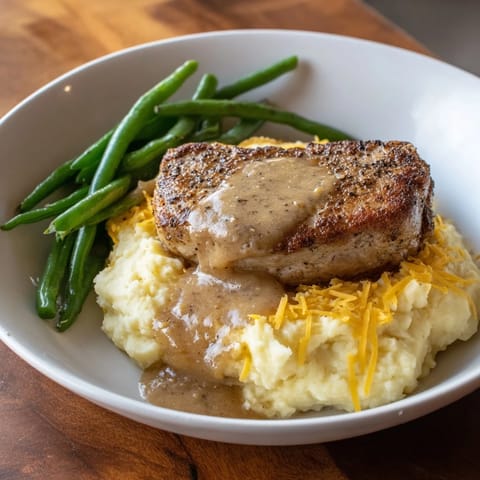 Pork Chops Cheddar Mash