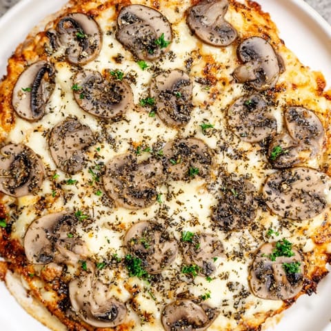 Frozen pizza mushrooms herbs cheese