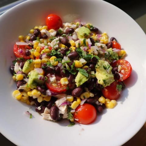 Vibrant image of a freshly made Dense Southwestern Bean Salad, perfect for a flavorful lunch.