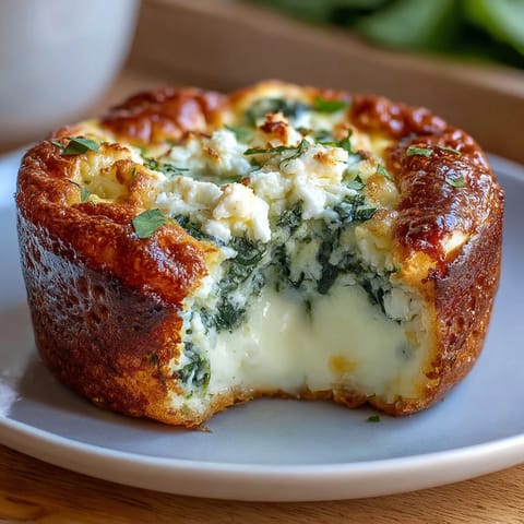 High-protein, low-carb egg muffins packed with spinach and tangy feta, ideal for quick breakfasts or healthy meal prep.  