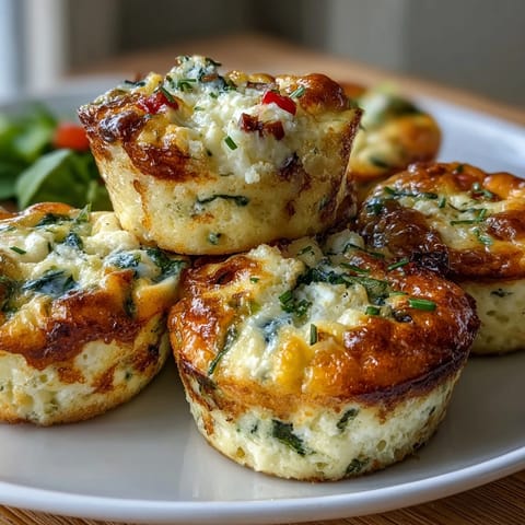 Fluffy cottage cheese egg bites packed with colorful veggies and melty cheese, perfect for a protein-rich breakfast or snack.