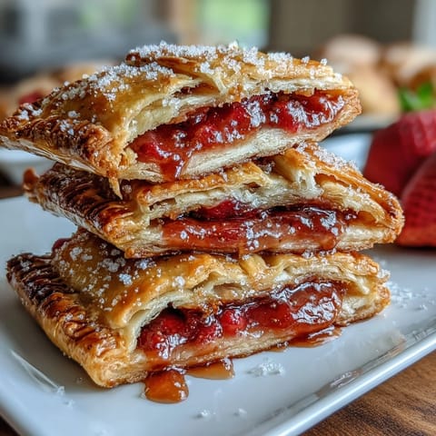 Golden strawberry hand pies with flaky lattice tops and juicy berry filling, perfect for summer picnics and outdoor gatherings.
