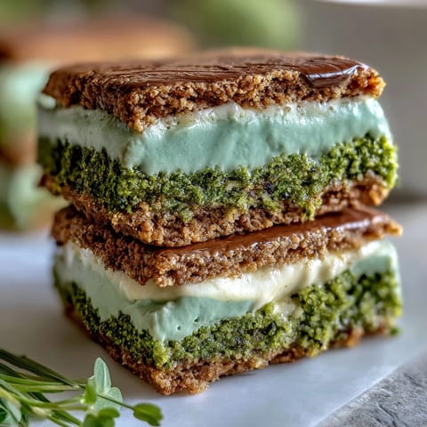 Sparkly green sugar cookie sandwiches with creamy vanilla filling, perfect for St. Patrick's Day celebrations.