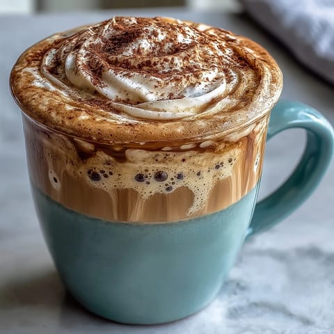 Creamy dandelion tea latte with oat milk and vanilla, frothed to perfection for a cozy vegan drink.