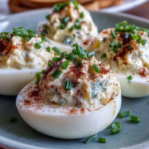 Creamy sweet pickle relish deviled eggs, a colorful appetizer topped with paprika.