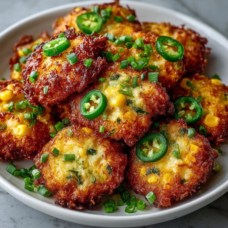 Homemade Cheddar & Jalapeño Corn Fritter Bites – a cheesy, spicy Southern comfort snack.