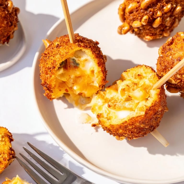 Savory Cheesy Spicy Pretzel Pancake Pops, golden and crunchy, ideal for brunch gatherings.