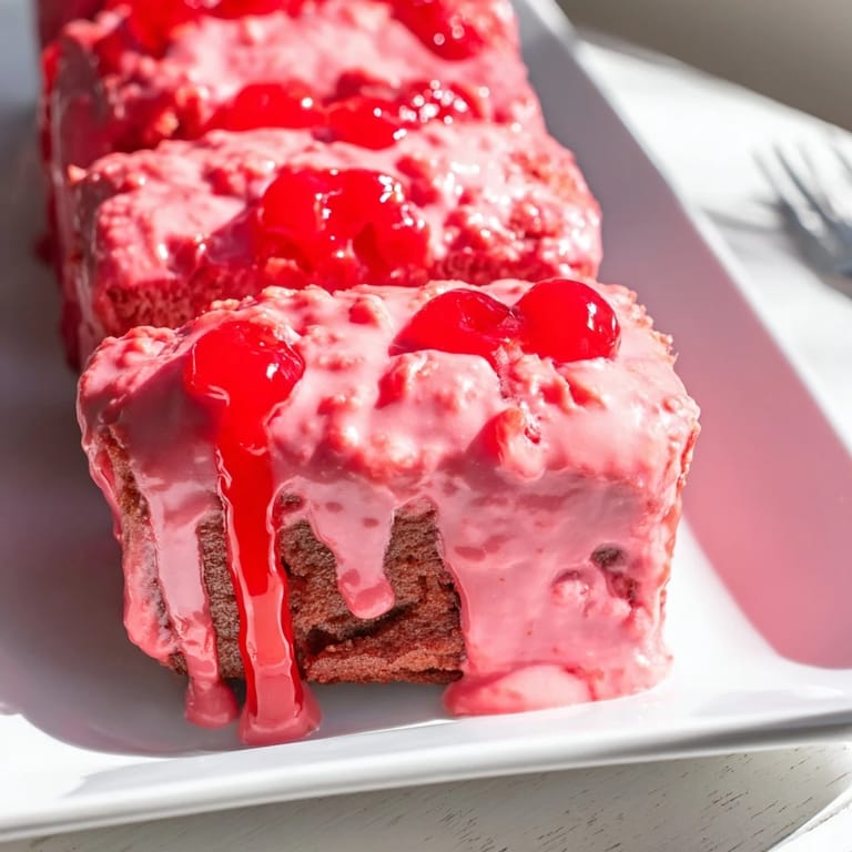 Moist bar cake made with Monster Energy drink and juicy maraschino cherries 