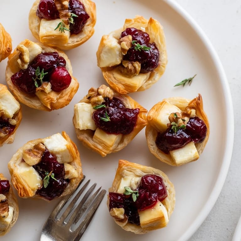 These delicious Cranberry Brie Bites offer a perfect blend of sweet and savory flavors for appetizers.