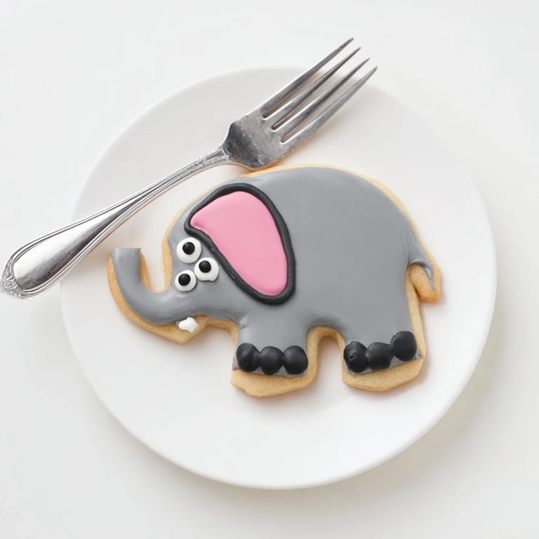 A close-up of a delightful Biscuits Amical Éléphant Géant, beautifully decorated and ready to eat.