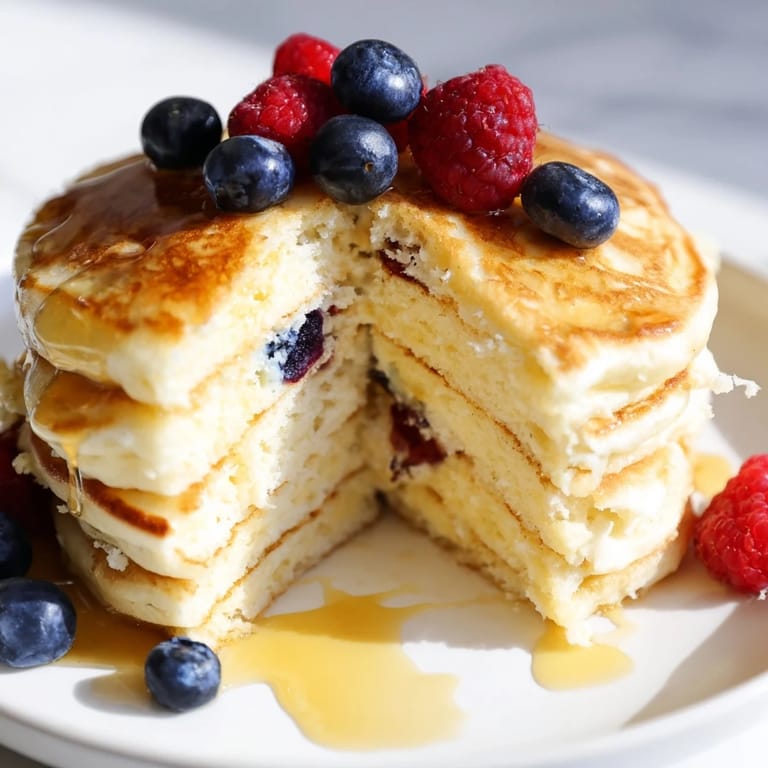 Fluffy Lemon Ricotta Pancakes, picture perfect for a quick and easy weekend brunch recipe.