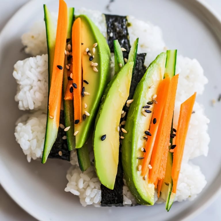 Perfectly formed avocado cucumber sushi, ready to dip in soy sauce for a delightful vegan appetizer.