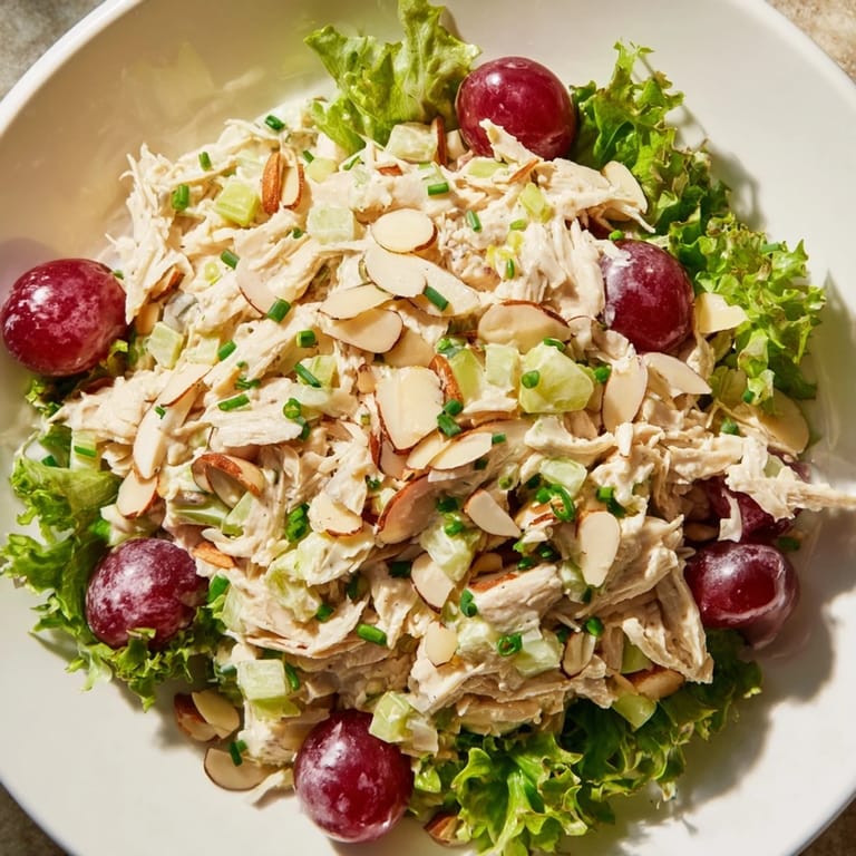 Golden-brown Crispy Chicken Salad piled on fresh greens, the perfect summer salad.