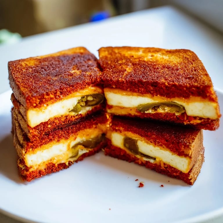 Enjoy a perfect Spicy Crispy Tofu Grilled Cheese—golden-brown tofu, oozing vegan cheese, grilled on sourdough until crispy.