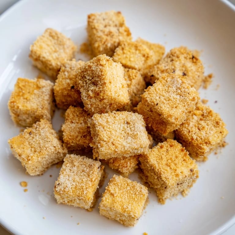 Perfectly fried tofu nuggets, plant-based and appealing, are shown ready to enjoy.