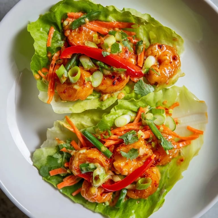 Beautifully arranged shrimp lettuce cups: imagine juicy shrimp nestled in cool lettuce, perfect for a quick and flavorful bite.