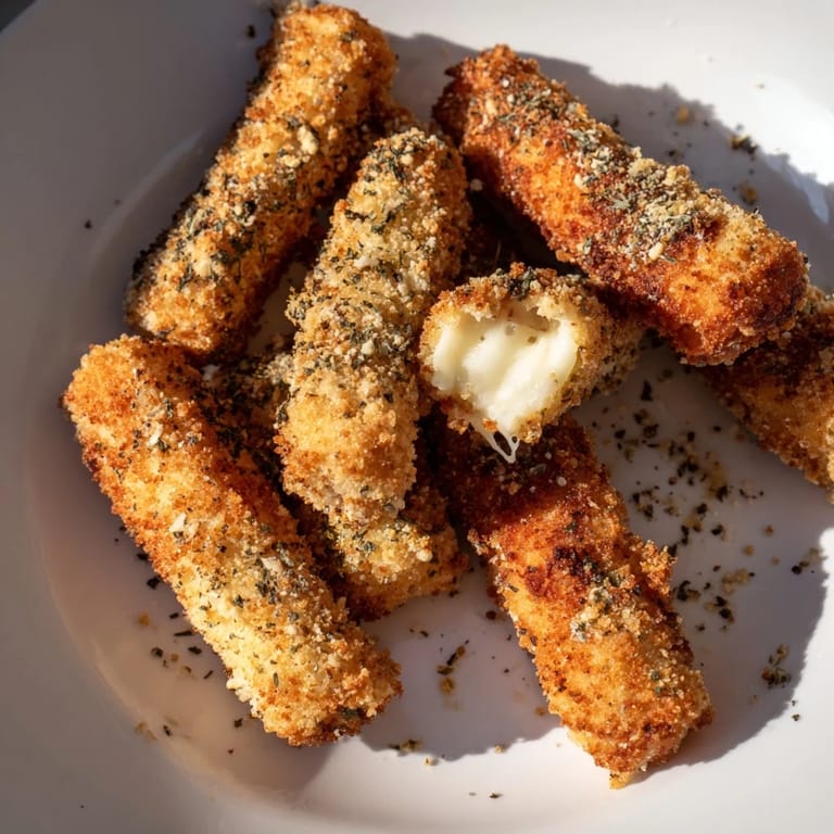 Perfectly golden and crispy air fryer mozzarella sticks, a satisfying vegetarian snack for any occasion.
