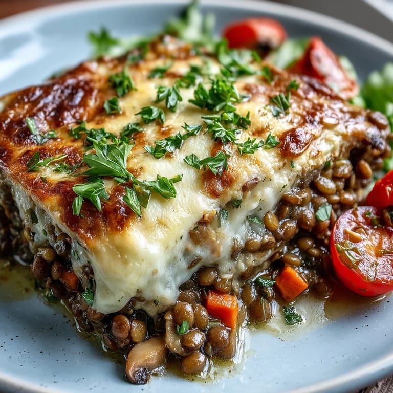 Comforting Green Lentil and Vegetable Casserole bake, a wholesome vegetarian meal.