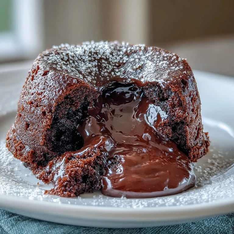 Freshly baked individual Chocolate Lava Cakes with Espresso paired with a scoop of vanilla ice cream on a dessert plate.
