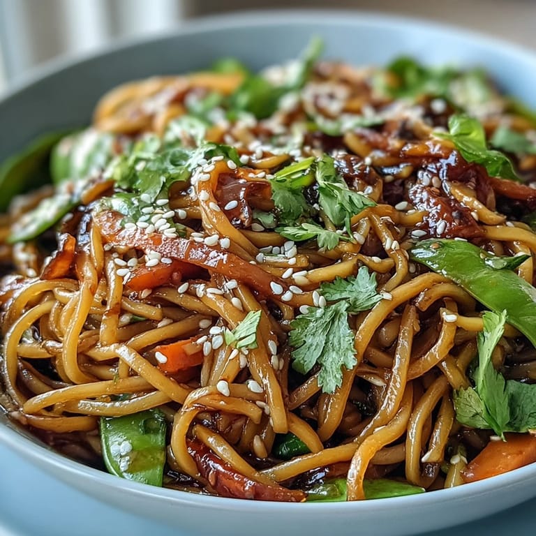 Steaming bowl of Shirataki Noodle Bowl featuring julienned carrots, green onions, and a glossy tamari-sesame drizzle.