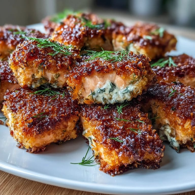 Oven-baked salmon bites with seasoned panko crust, ideal for snacks, parties, or light weeknight meals.